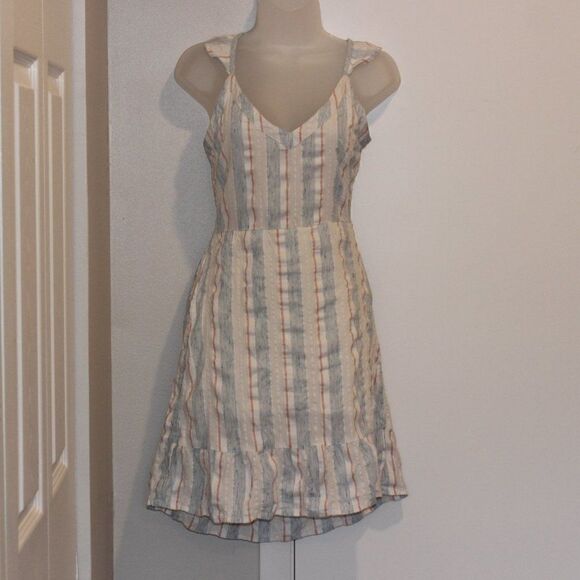 Roxy Stripe Ruffle Sleeveless Dress - Women size Small - Picture 3 of 12